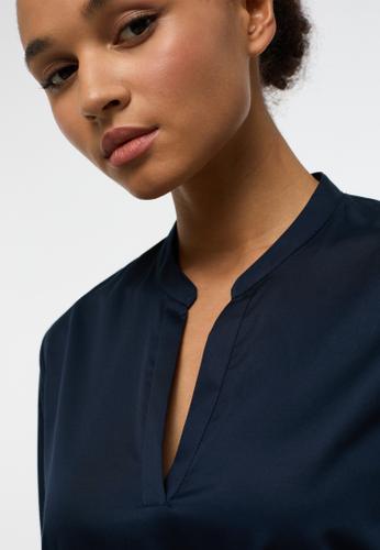 Satin Shirt Bluse Satingewebe Langarm 36/Langarm LOOSE FIT - Dunkelblau