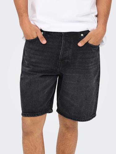 ONSEDGE BLACK 2047 TAI DNM SHORTS NOOS L Gerade geschnitten - Black Denim