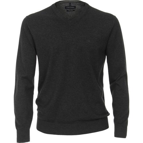 Pullover mit V-Ausschnitt uni 004430 4XL Basic Knitwear - Anthrazit