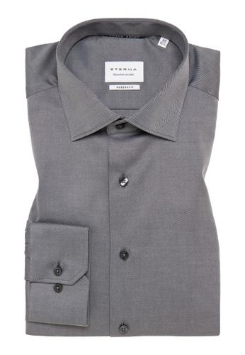 Cover Shirt Twill Langarm 40/Langarm - 65cm MODERN FIT - Grau