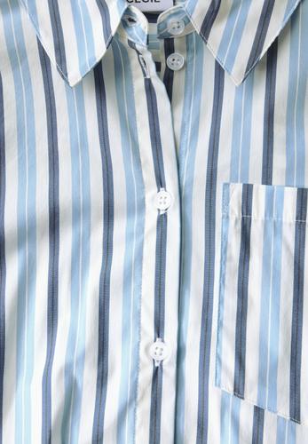 Gestreifte Longblouse S - Fresh Light Blue