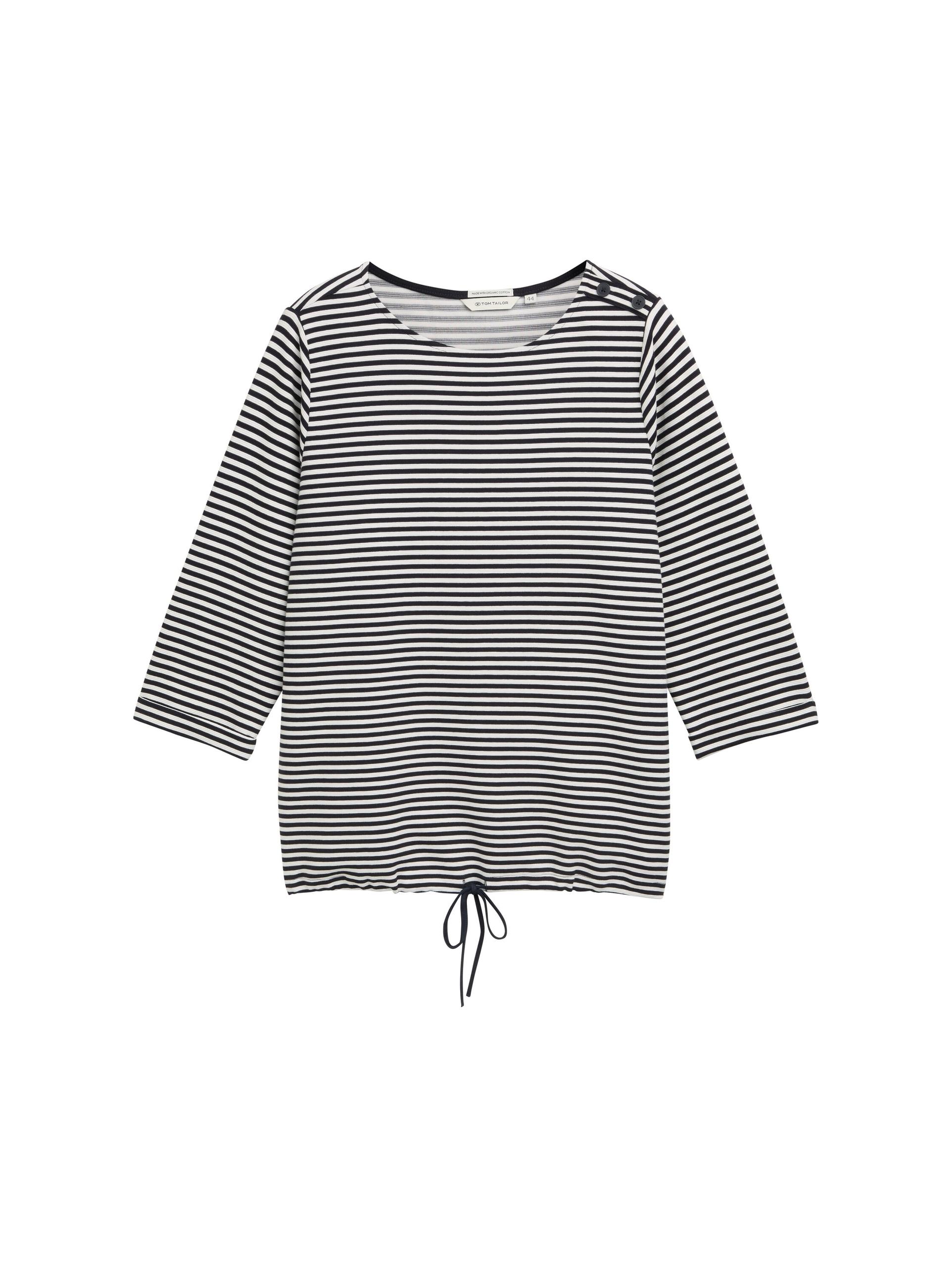 Plus Size - Langarmshirt mit Knopf-Details 54 Loose Fit - Offwhite Navy Regular Stripe