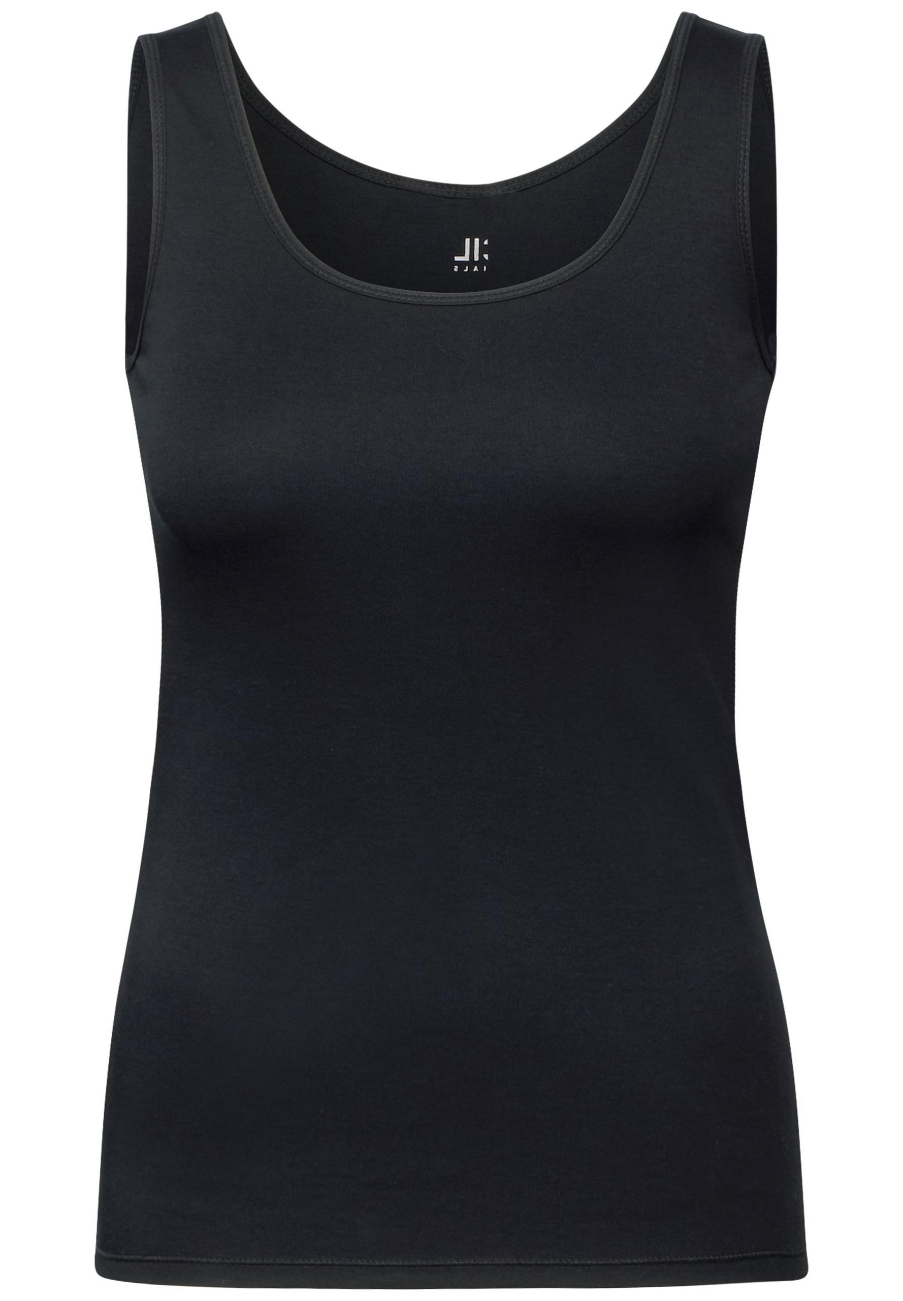 Basic Top mit Rundhals aus Baumwolle M - Black