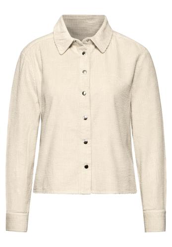 Cordbluse mit Knopfleiste Beige 42