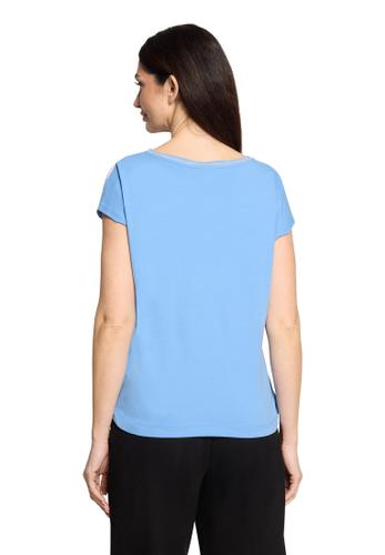 Patchwork-Shirt L Lässig - Blau/Weiß
