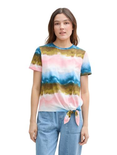 T-Shirt mit Knoten-Detail M Regular Fit - Watercolor Print