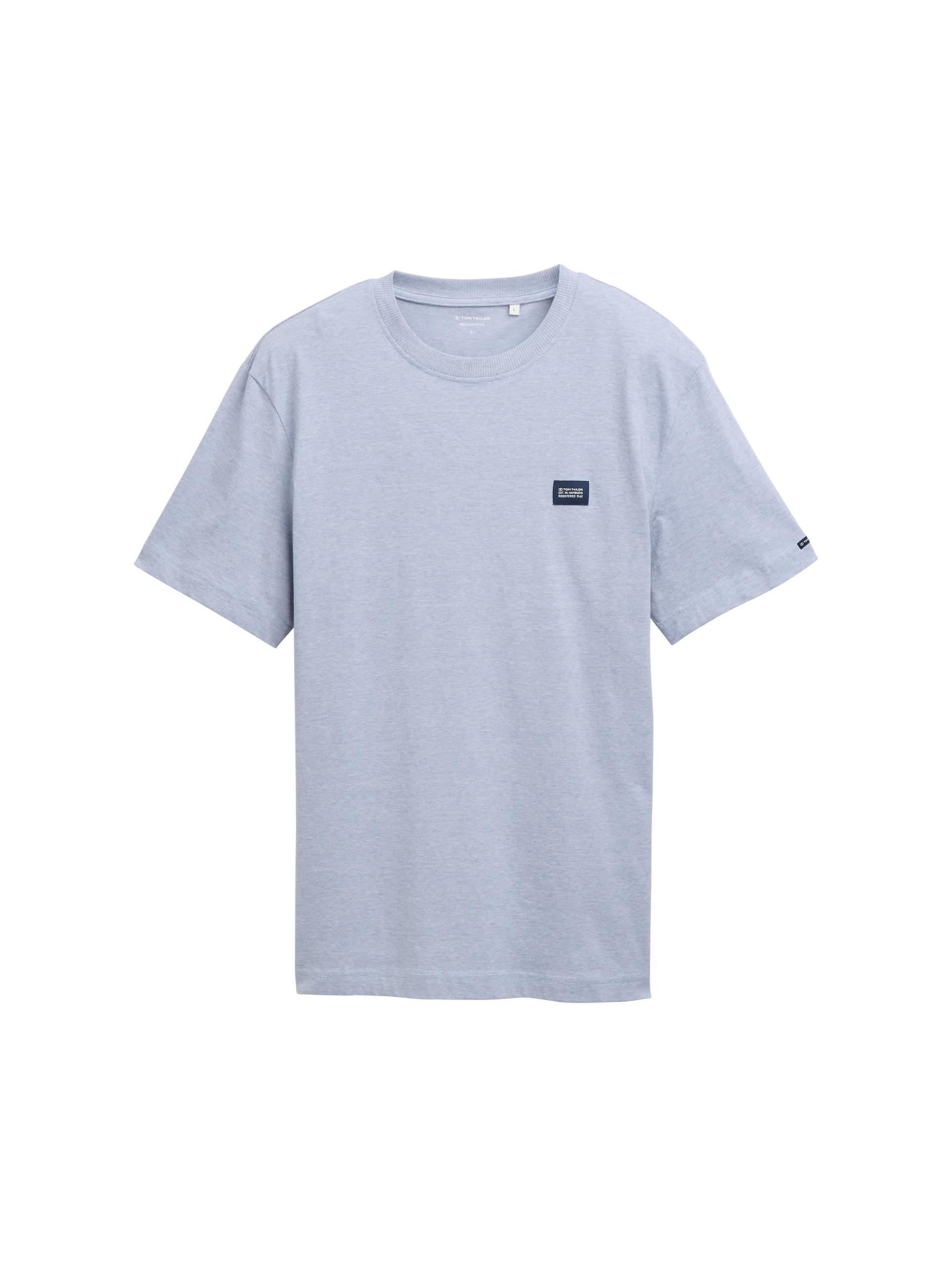 T-Shirt mit Logo-Label XXXL Regular Fit - Dove Blue White Fine Stripe