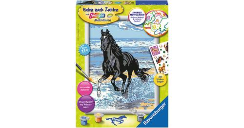 Ravensburger Spiel - Malen nach Zahlen mit farbigen Motivlinien - Pferd am Strand