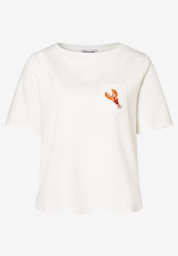 T-Shirt mit Pailletten-Lobster 38 - Weiß