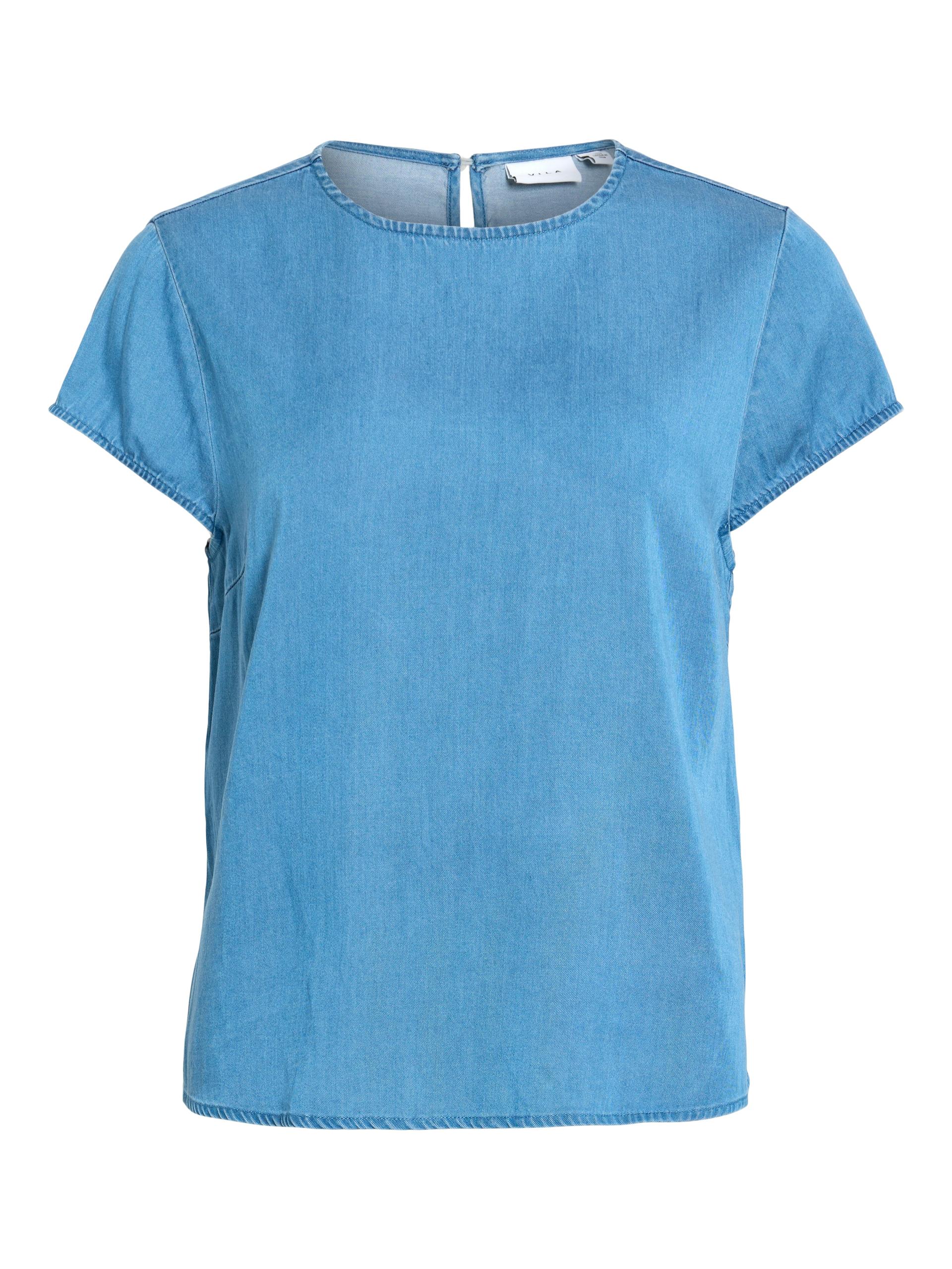 VIBISTA C/S O-NECK TOP - NOOS XS Normal geschnitten - Medium Blue Denim