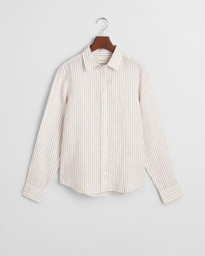 Regular Fit Leinenbluse mit Streifen 36 - Dry Sand