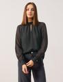 Chiffonbluse mit Shiny-Dots 36 Figurumspielend - Schwarz