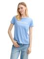 Basic T-Shirt mit Print M Regular Fit - Light Blue