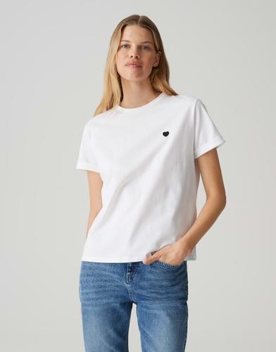 OPUS T-Shirt »Serz« mit kleiner Herz-Stickerei - Weiß / 38