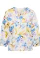Bluse Satingewebe 3/4-Arm Blau 46/Dreiviertelarm