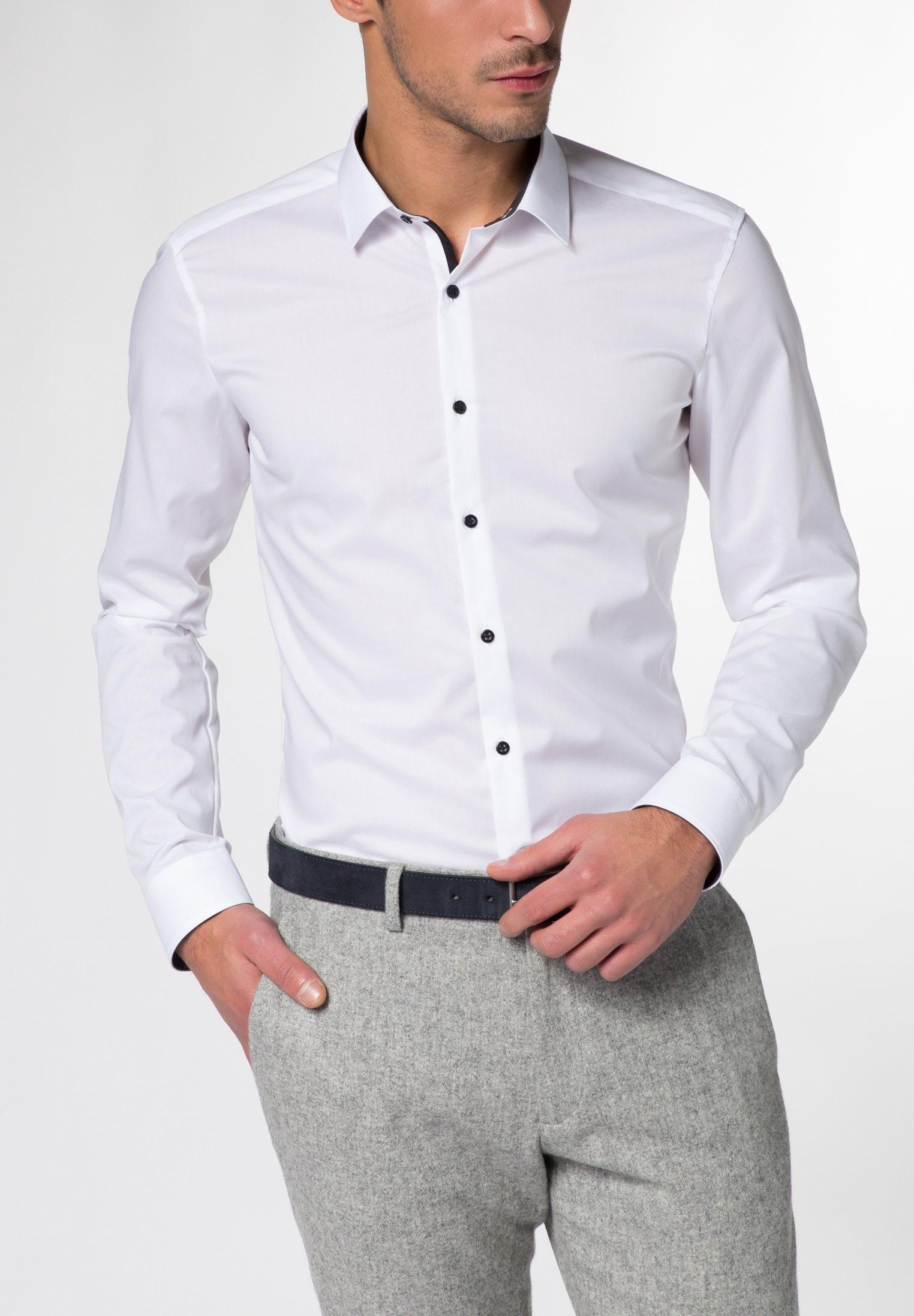 Hemd Stretch Langarm 43/Langarm - 65cm SUPER SLIM - Weiß
