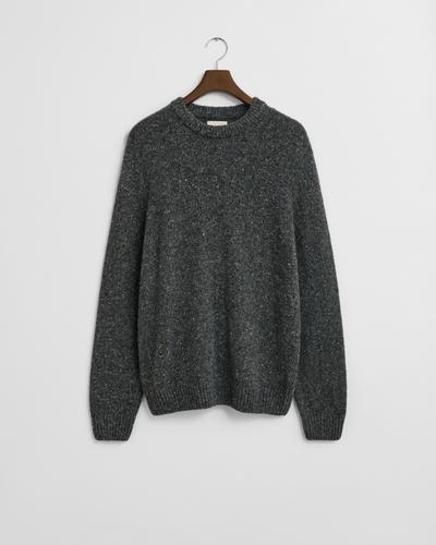 Wollmix Rundhalspullover mit Noppenstruktur XXXL - Charcoal Melange