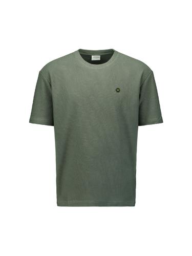 T-Shirt Crewneck Solid Relief Jacquard XL Relaxed Fit - Dark Steel