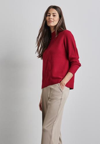 Pullover mit Strickmuster Rot 38