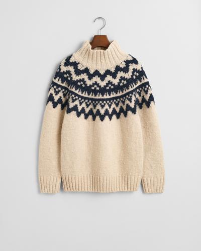 Fair Isle Stehkragenpullover S - Cream