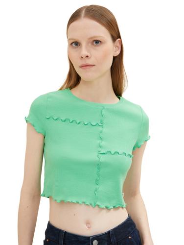 Cropped T-Shirt mit Ziernähten XL Cropped Fit - Strong Green