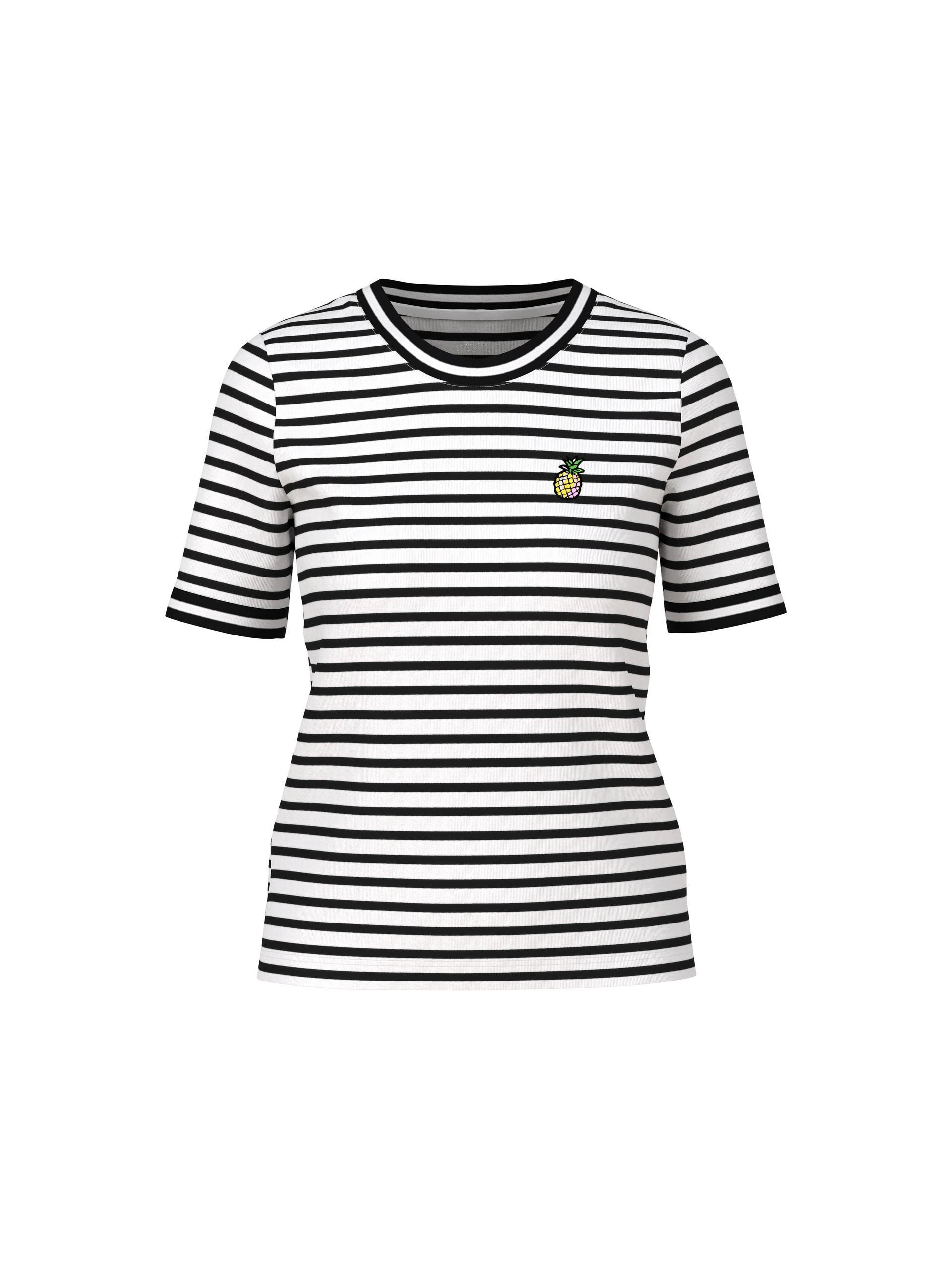 Geringeltes Rippen-T-Shirt 36 - White And Black