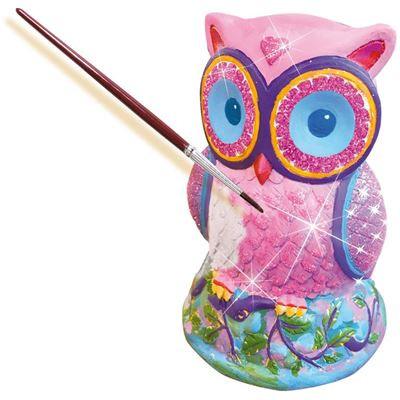 SES Creative - Gipsfigur Eule mit Glitzer