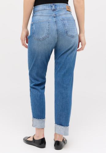 3508143-3488 DARLEEN CROP TU FRINGE 36/30 7/8 STRAIGHT FIT - Light Blue Used Destroyed