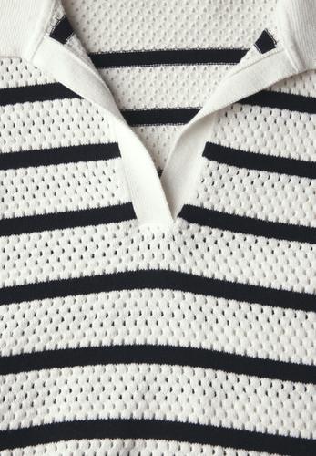 Pullover mit Polokragen M - Vanilla White