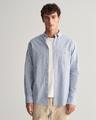 Regular Fit Baumwoll Leinen Hemd mit Streifen 4XL - Rich Blue