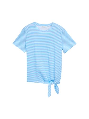 T-Shirt mit Knoten-Detail XL Regular Fit - Blue White Stripe