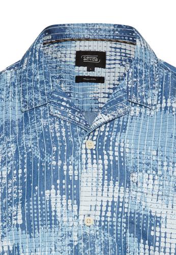 Kurzarmhemd mit Allover-Print Blau XXL
