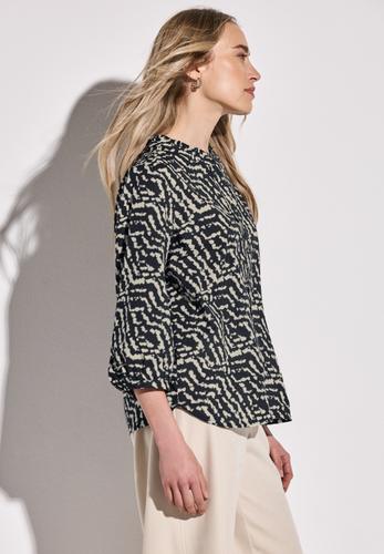 Print-Bluse mit Rüschen 36 - Black