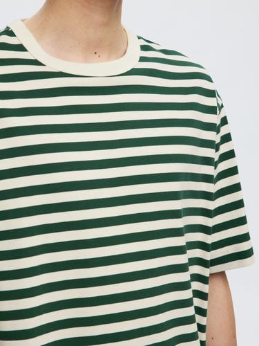 SLHRELAXDAN SS STRIPE TEE L Locker geschnitten - Dark Green