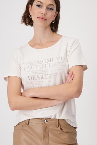 T-Shirt mit Strasssteinen 44 - Creamy Beige