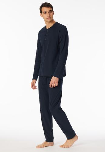 Langarmshirt Knopfleiste Blau 54