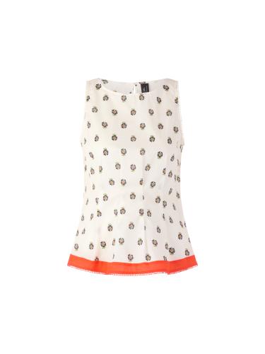 Baumwoll-Top mit Hibiskusprint 40 - Bright Ecru