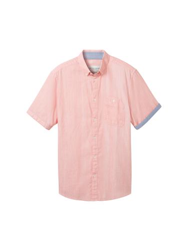 Chambray Kurzarmhemd XXL Regular Fit - Coral White Structure