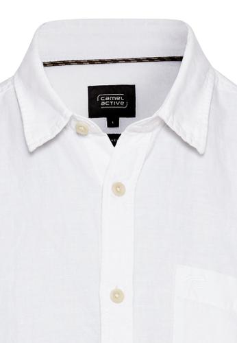 Langarm-Leinenhemd mit Soft-Wash-Veredelung Weiß M