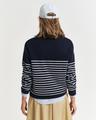 Geripptes Sweatshirt mit Reißverschlusskragen und Marinestreifen S - Evening Blue