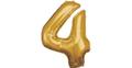 Super Shape Folienballon Gold, Zahlenballon 4, 66 x 88 cm gold