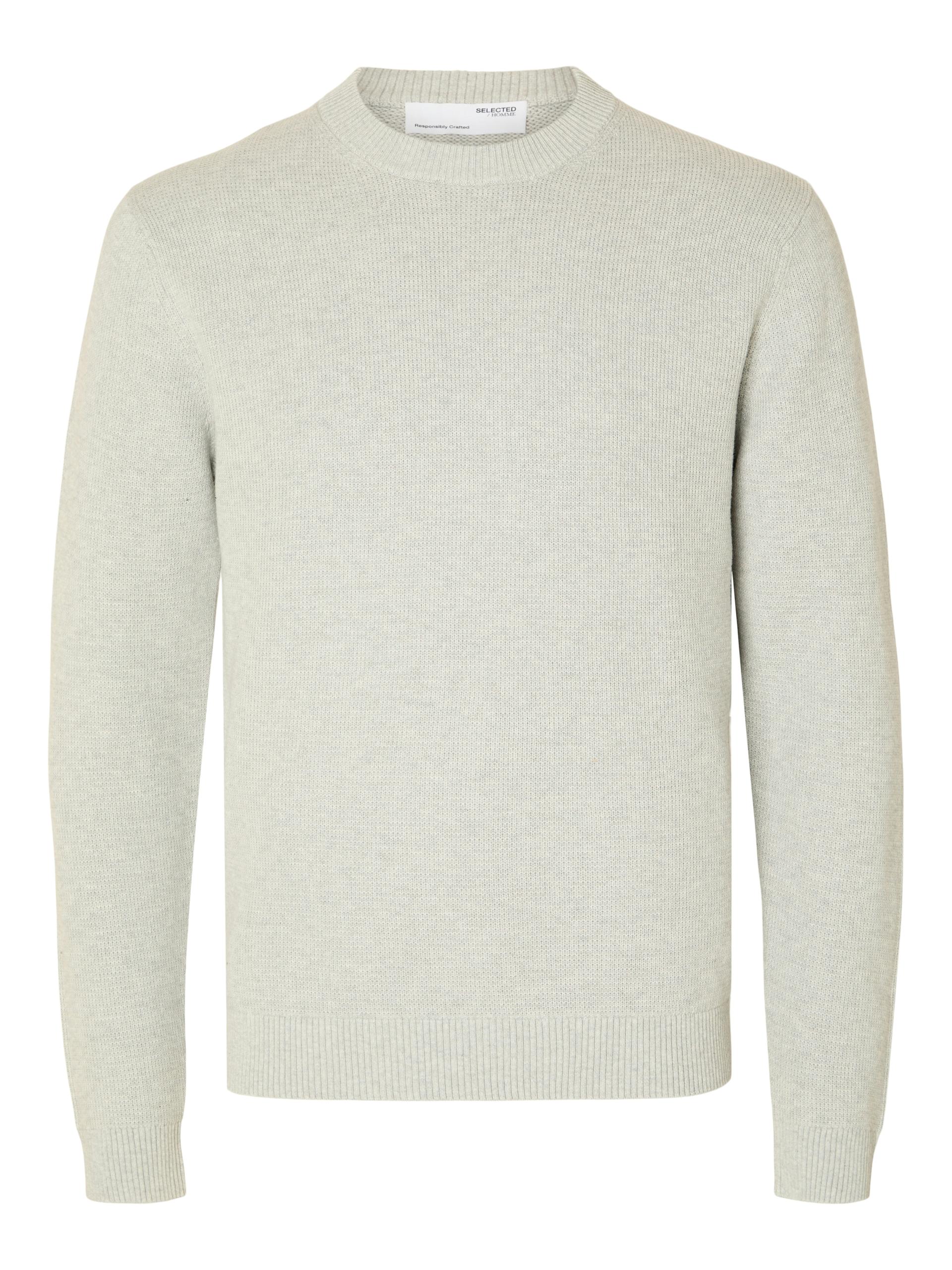 SLHDANE LS KNIT STRUCTURE CREW NECK NOOS S Normal geschnitten - Light Grey Melange