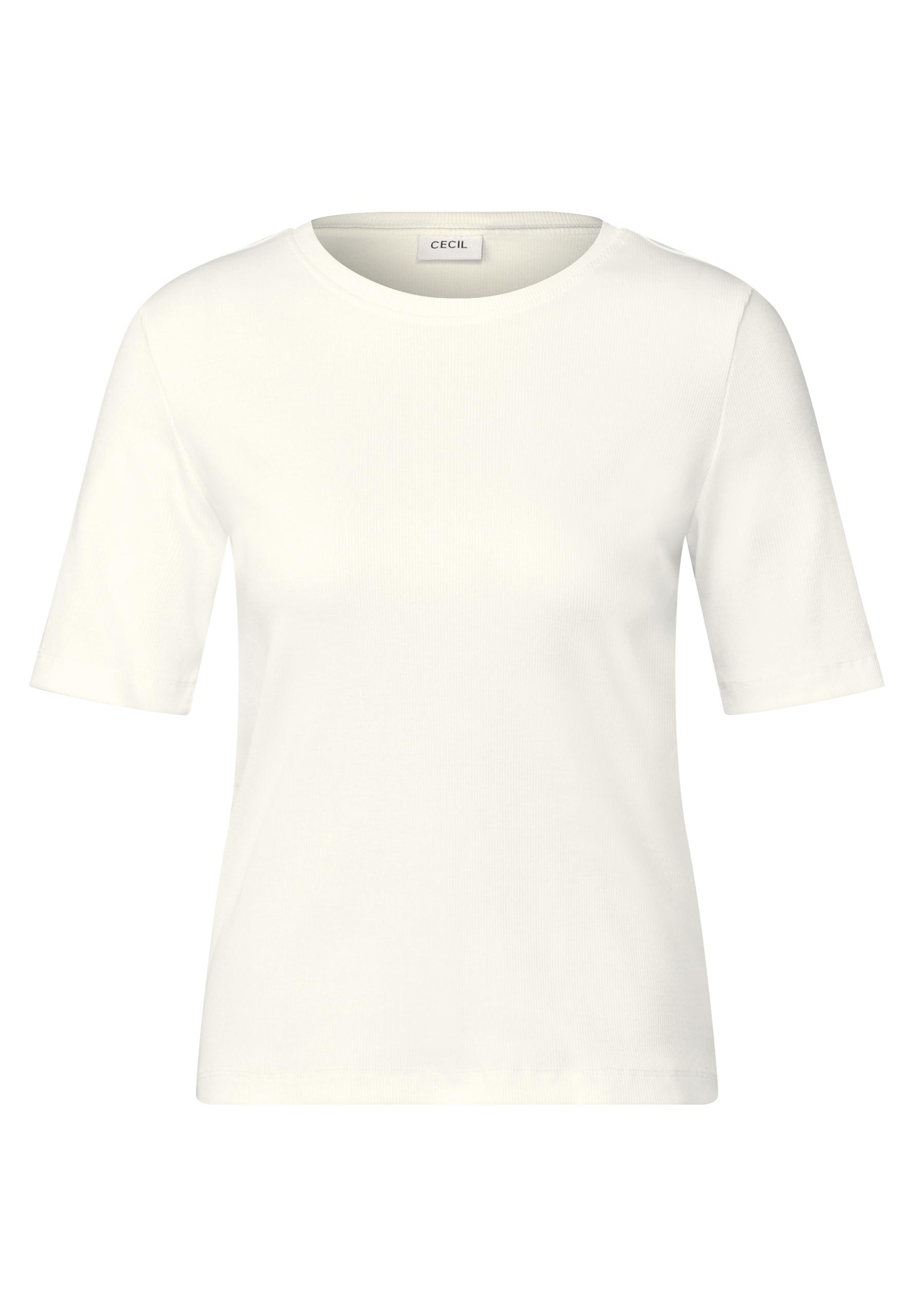 Basic Rippstruktur T-Shirt L - Vanilla White