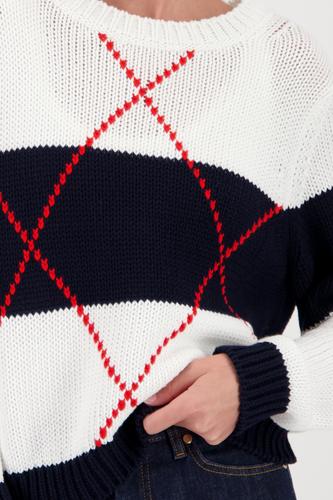 Strickpullover mit Intarsie-Muster 42 - Marine Gemustert