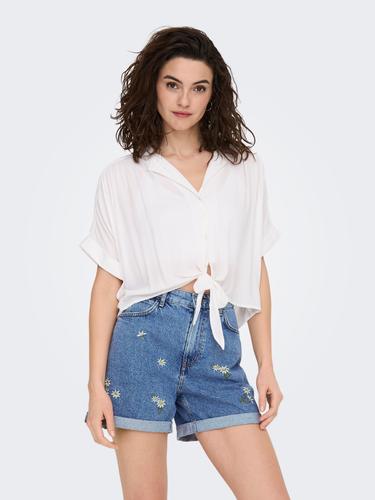 ONLPAULA LIFE S/S TIE SHIRT WVN NOOS M Normal geschnitten - White