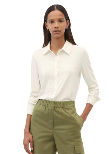 Jersey-Bluse regular Weiß L