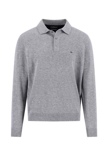 Polo, Longsleeve, Merino Cashmere XL Casual Fit - Steel