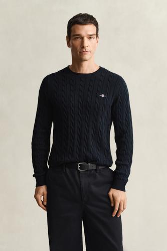 Zopfstrick Rundhalspullover aus Baumwolle XXXL - Evening Blue