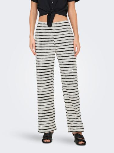 ONLEVA STRIPE WIDE LEG PANT JRS M Normal geschnitten - Cloud Dancer
