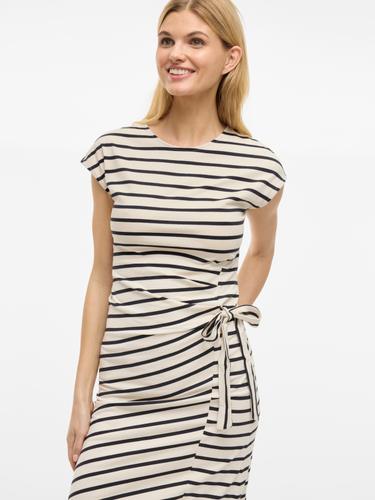 VIPOMPIA O-NECK CAP SLEEVE MIDI DRESS XS Normal geschnitten - Birch